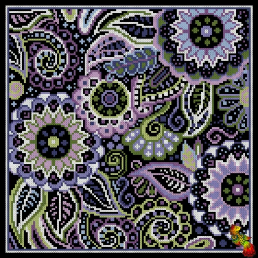 ФПК-3409 Индийский узор Пейсли подушка. Схема для вышивки бисером Феникс