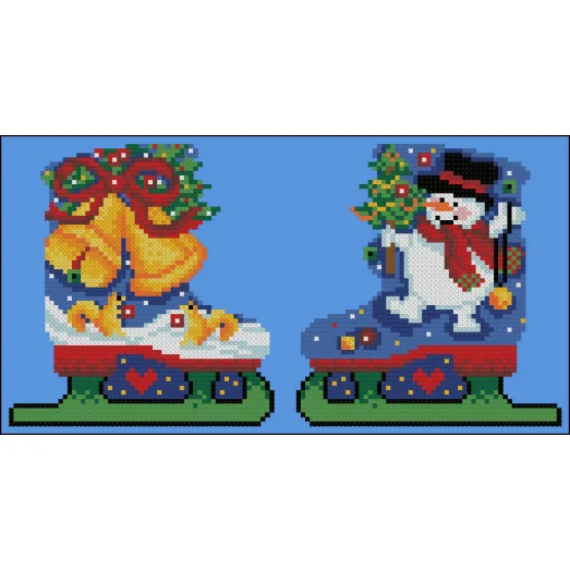 ФПК-4149 Ёлочная игрушка Коньки заготовка. Схема для вышивки бисером Феникс