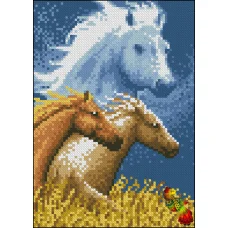 ФПК-5104 Дикие лошади Схема для вышивки бисером Феникс