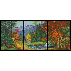 ПКТ-3227 Триптих Осенний лес. Схема для вышивки бисером Феникс