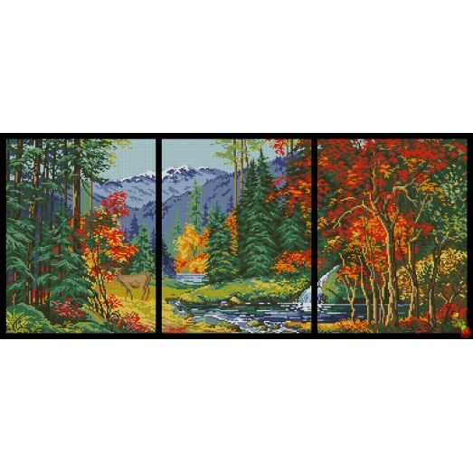 ПКТ-3227 Триптих Осенний лес. Схема для вышивки бисером Феникс