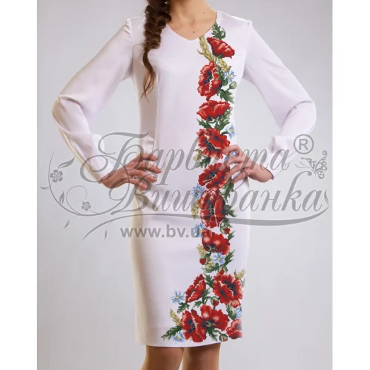 ПЛ-054-1 Заготовка женского платья белого.Барвыста Вышиванка