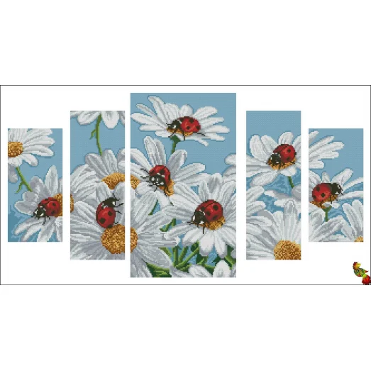 ПКТ-5096 Полиптих Коровки на ромашках Схема для вышивки бисером Феникс