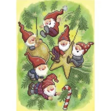 А4-К-1191 Праздничные гномы. Схема для вышивки бисером ТМ Acorns