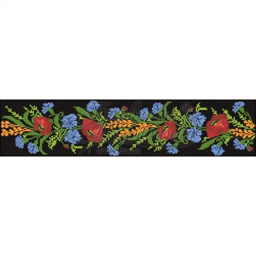 ПСд-024 Бисерная заготовка пояс черный.Барвыста Вышиванка