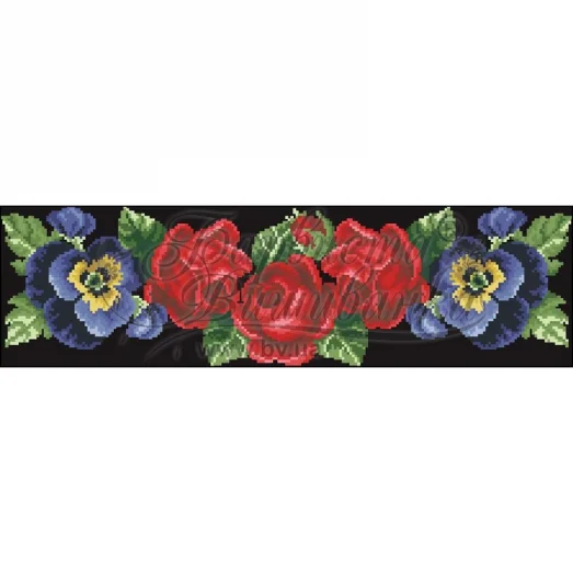 ПСд-056 Бисерная заготовка пояс черный.Барвыста Вышиванка