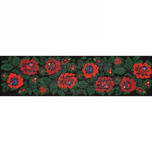 ПСд-062 Бисерная заготовка пояс черный.Барвыста Вышиванка