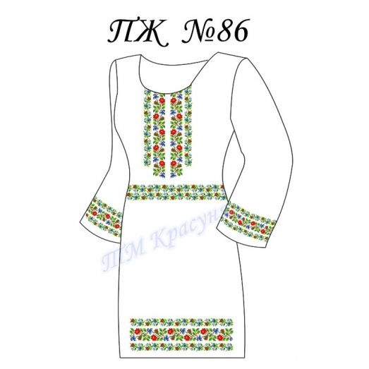 ПЖ-086 Заготовка платья для вышивки ТМ Красуня