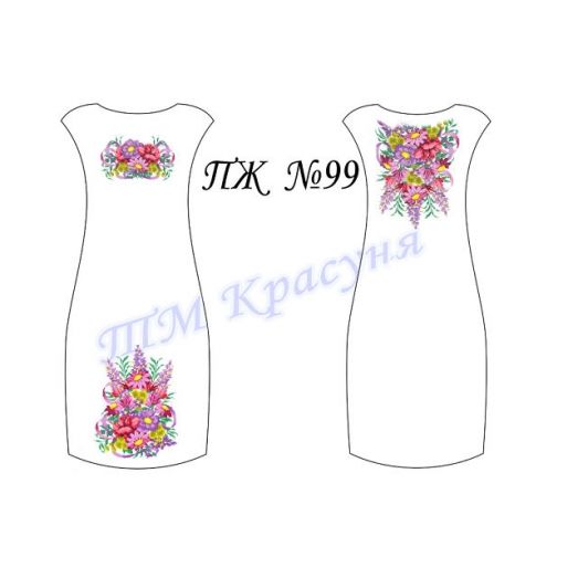ПЖ-099 Заготовка платья для вышивки ТМ Красуня, атлас, домотканое полотно