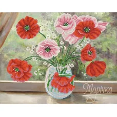 РКП-274 Маки на окне. Схема для вышивки бисером. Маричка