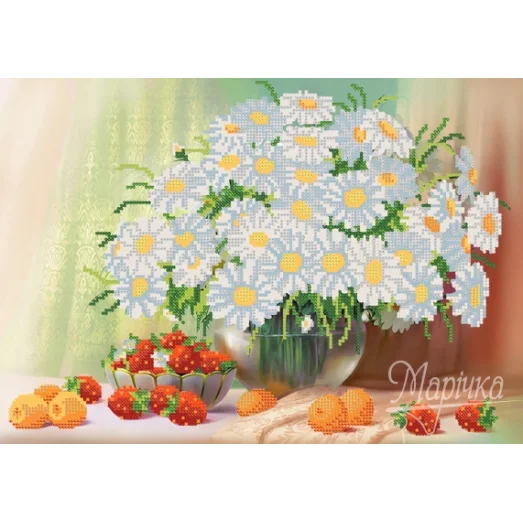 РКП-470 Натюрморт с ромашками. Схема для вышивки бисером. Маричка