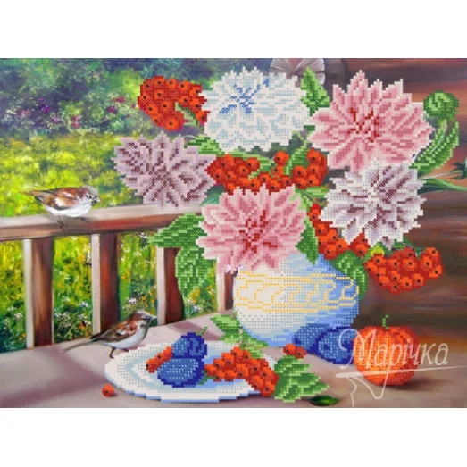 РКП-550 Букет георгин. Схема для вышивки бисером. Маричка