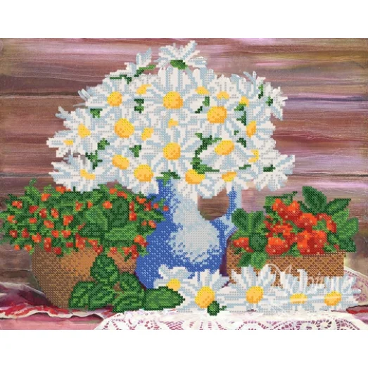 РКП-651 Ромашки и ягоды. Схема для вышивки бисером. Маричка