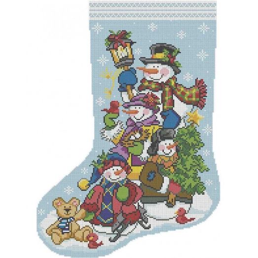 А3-К-952 Рождественский носок Друзья снеговики. Схема для вышивки бисером ТМ Acorns