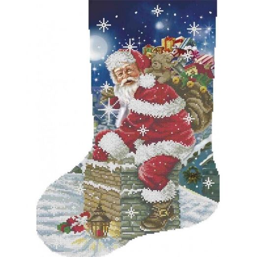 А3-К-954 Рождественский носок Санта с подарками. Схема для вышивки бисером ТМ Acorns
