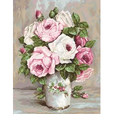 B574 Смешанные розы. Набор для вышивки нитками. Luca-s