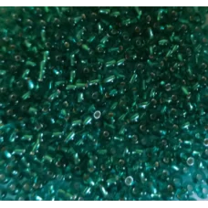67210 Бисер Preciosa  бирюзовый, серебряная линия внутри