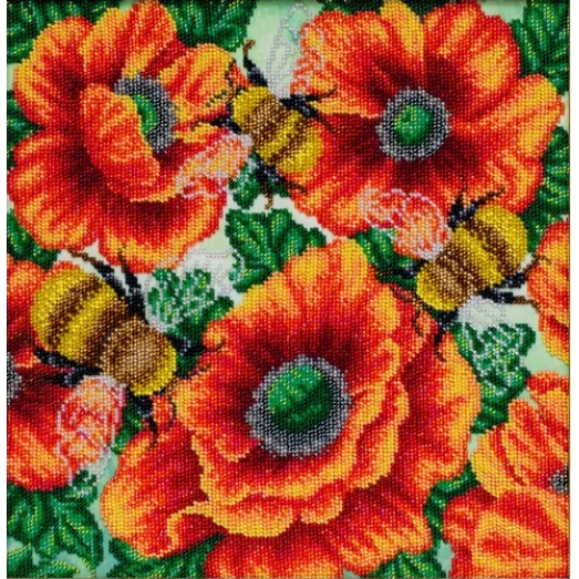 Т-1250 Шмели в цветочном саду. Схема для вышивки бисером. ТМ ВДВ