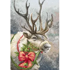 B598 Рождественский олень. Набор для вышивки нитками. Luca-s