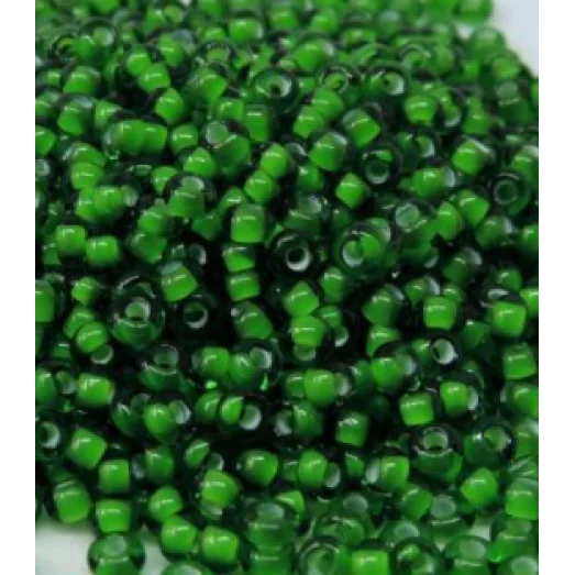 55126 Бисер зеленый с белой серединкой Preciosa