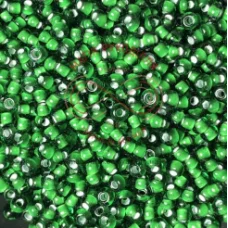 55066 Бисер Preciosa прозрачный зеленый белая линия внутри