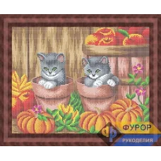 ФР-ЖБп3-157 Схема для вышивки бисером Два котенка в горшках ТМ Фурор