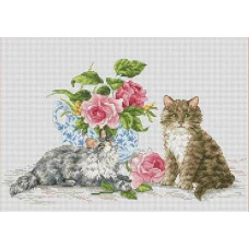 VN-142 Два котенка. Набор для вышивки нитками. ТМ Olanta