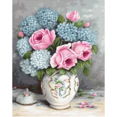 BА2322 Розы и гортензии. Набор для вышивки нитками. Luca-s