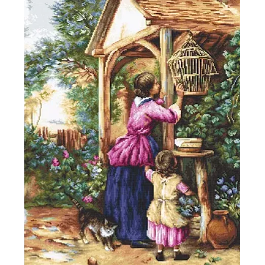 В583 Птичья клетка. Набор для вышивки нитками. Luca-s