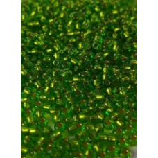 55434 Бисер Preciosa оливковый с золотой серединой