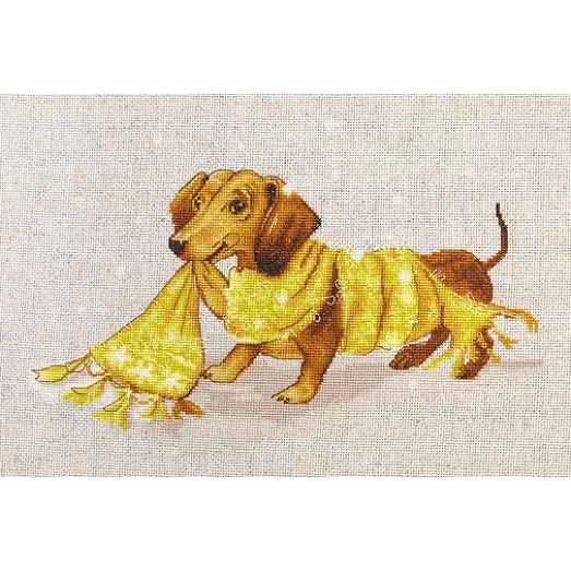 В1123 Такса. Набор для вышивки нитками. Luca-s