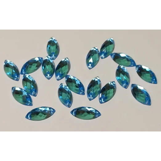 ДЭ-008 Камни пришивные голубые-хамелион, 7*15 мм, 5шт