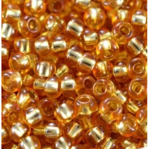 78683 Бисер Preciosa оранжевый, серебряная линия внутри
