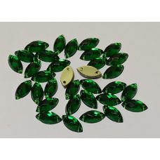 ДЭ-018 Камни пришивные лодочка зеленые  4*9 мм, 5шт