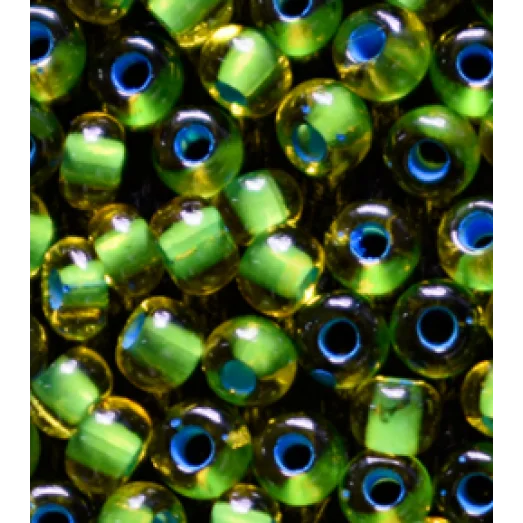 81036 Бисер желтый с зеленой прокрашенной серединкой Preciosa 