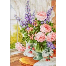 BU4016 Цветы у окна. Набор для вышивки нитками. Luca-s