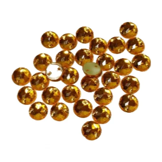 ДЭ-021 Камни пришивные круглые янтарные, 10 мм, 5шт