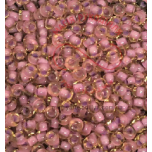 11023 Бисер Preciosa прозрачный золотой снаружи и сиреневый окрас внутри