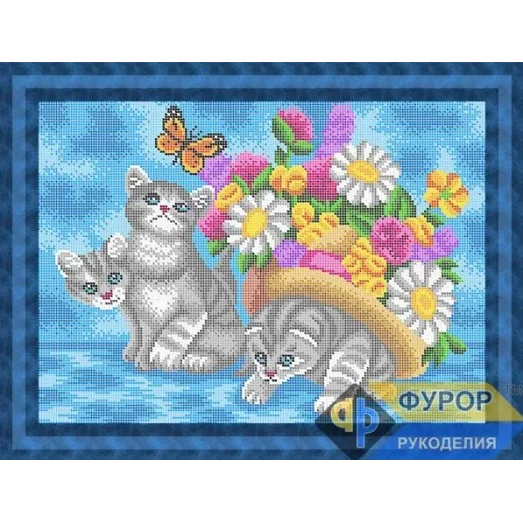 ФР-ЖБп3-162 Схема для вышивки бисером Три котенка ТМ Фурор