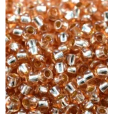 78685 Бисер Preciosa персиковый, серебряная линия внутри