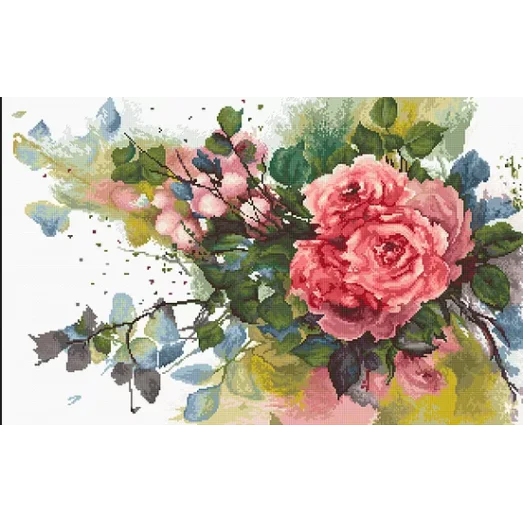 B2383 Красные розы. Набор для вышивки нитками. Luca-s