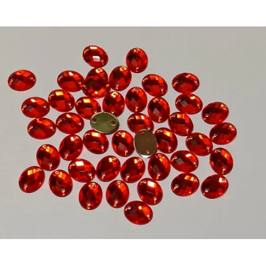 ДЭ-013 Камни пришивные овальные красные 8*10 мм, 5шт
