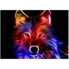 ДМ198643-Набор для творчества с спец. стразами на подрамнике "Неоновый Волк" 30*40