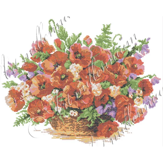 W-288 Маки в корзине. Схема для вышивки бисером Арт Миллениум