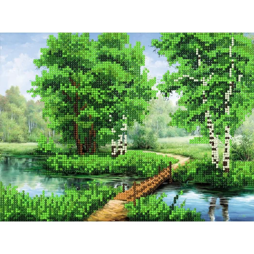 SI-043 Березы у реки. Схема для вышивки бисером СвитАрт
