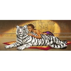 SI-195 Тигр и девушка. Схема для вышивки бисером СвитАрт