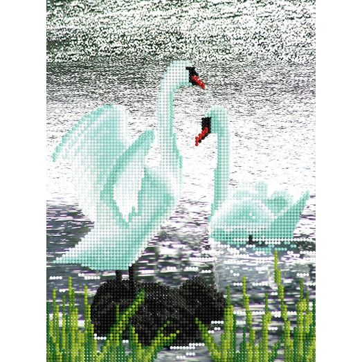 SI-229(А4) Лебеди у озера. Схема для вышивки бисером СвитАрт