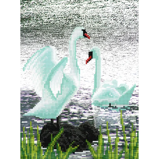 SI-229(А4) Лебеди у озера. Схема для вышивки бисером СвитАрт