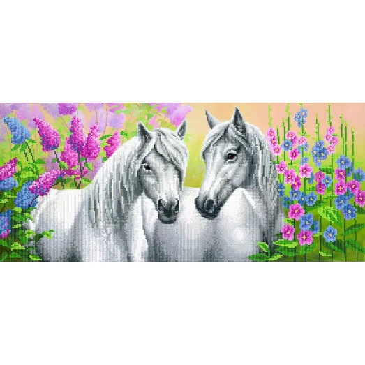 SI-516 (24*55) Белые лошади. Схема для вышивки бисером СвитАрт