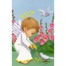 SI-588 Ангелочек кормит голубя. Схема для вышивки бисером СвитАрт